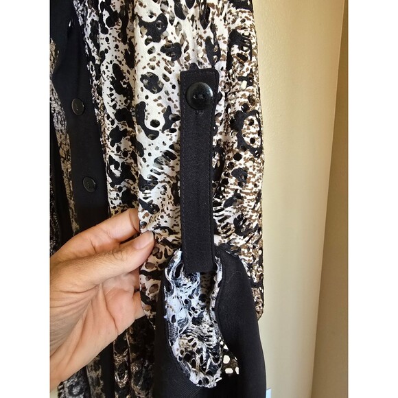Joseph Ribkoff Long Duster Tunic Cardigan Button Animal Print Mesh Women's 14 - Picture 4 of 10